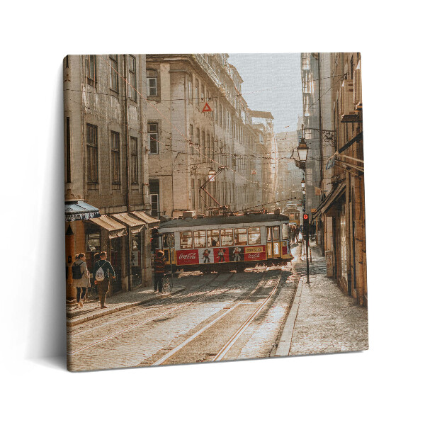 Vászonkép 60x60 Lisszabon és egy villamos látképe