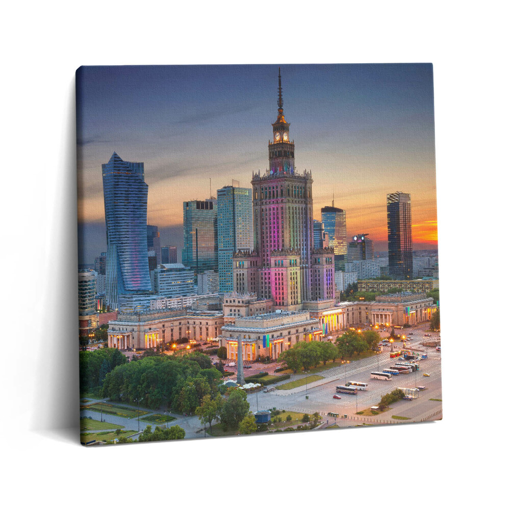 Vászonkép 60x60 Naplementés panoráma Varsóban