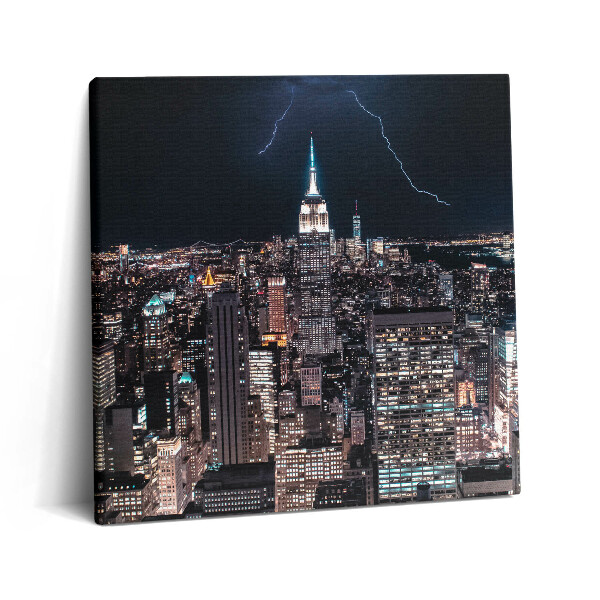 Vászonkép 60x60 New York-i felhőkarcolók éjszaka