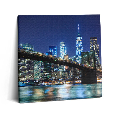Vászonkép 60x60 Brooklyn híd New Yorkban éjszaka