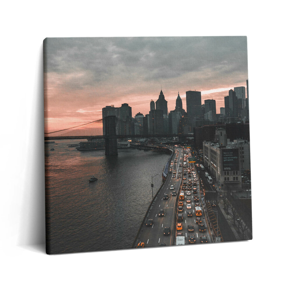 Vászonkép 60x60 Hajnali légi felvétel a városról