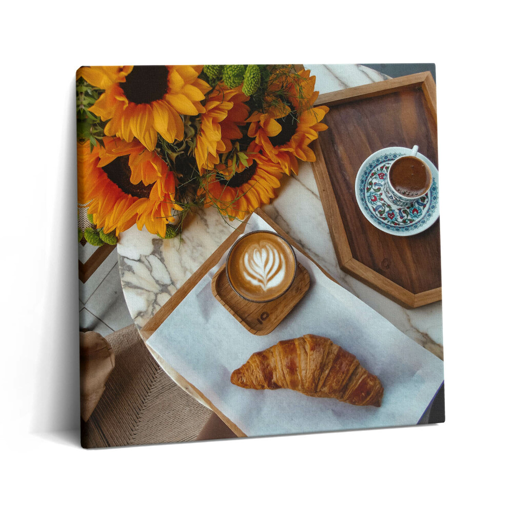 Vászonkép 60x60 Francia croissant és kávé