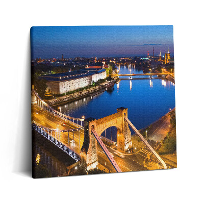 Vászonkép 60x60 Wroclaw város éjszaka