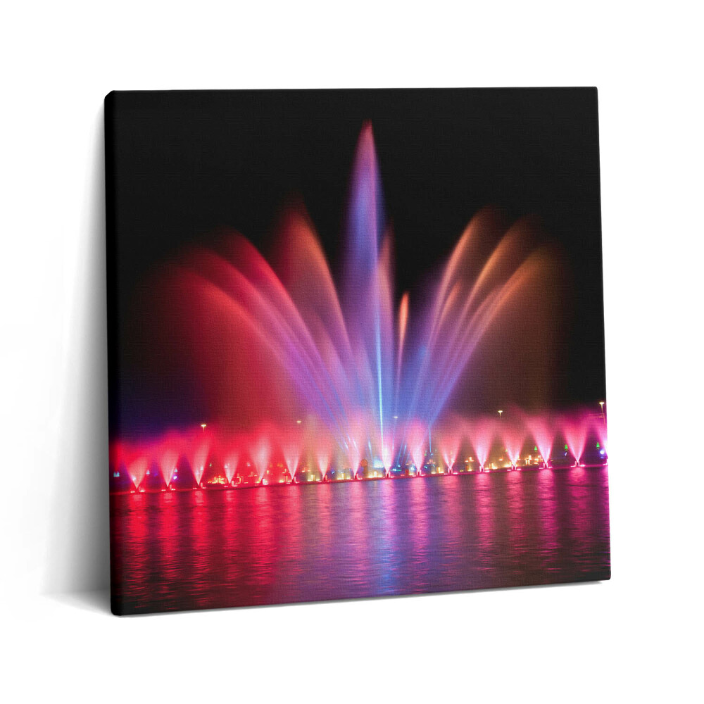 Vászonkép 60x60 Wroclawi szökőkút éjszaka