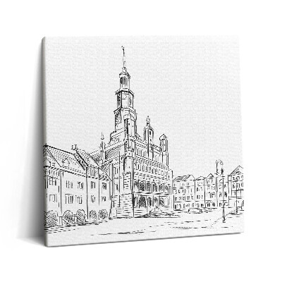 Vászonkép 60x60 Poznan óvárosának vázlata