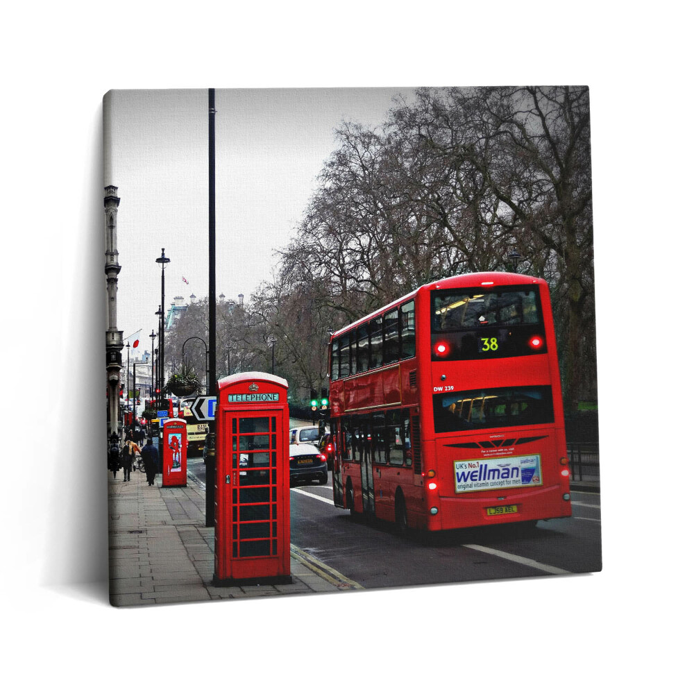 Vászonkép 60x60 Angol busz és telefonfülke