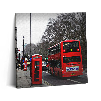 Vászonkép 60x60 Angol busz és telefonfülke