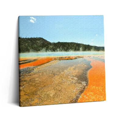 Vászonkép 60x60 Tó hegyekkel