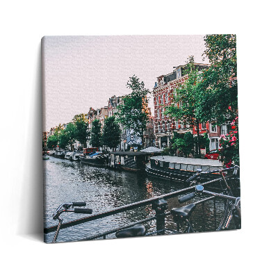 Vászonkép 60x60 Kerékpárok a hídon