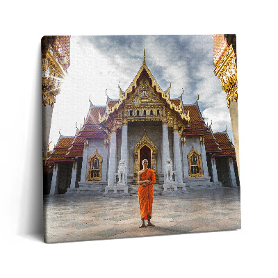 Vászonkép 60x60 Szerzetes egy templom előtt