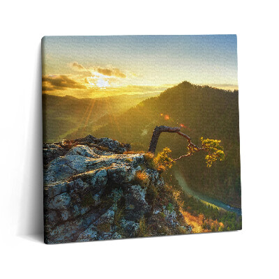 Vászonkép 60x60 Naplemente a hegyek felett