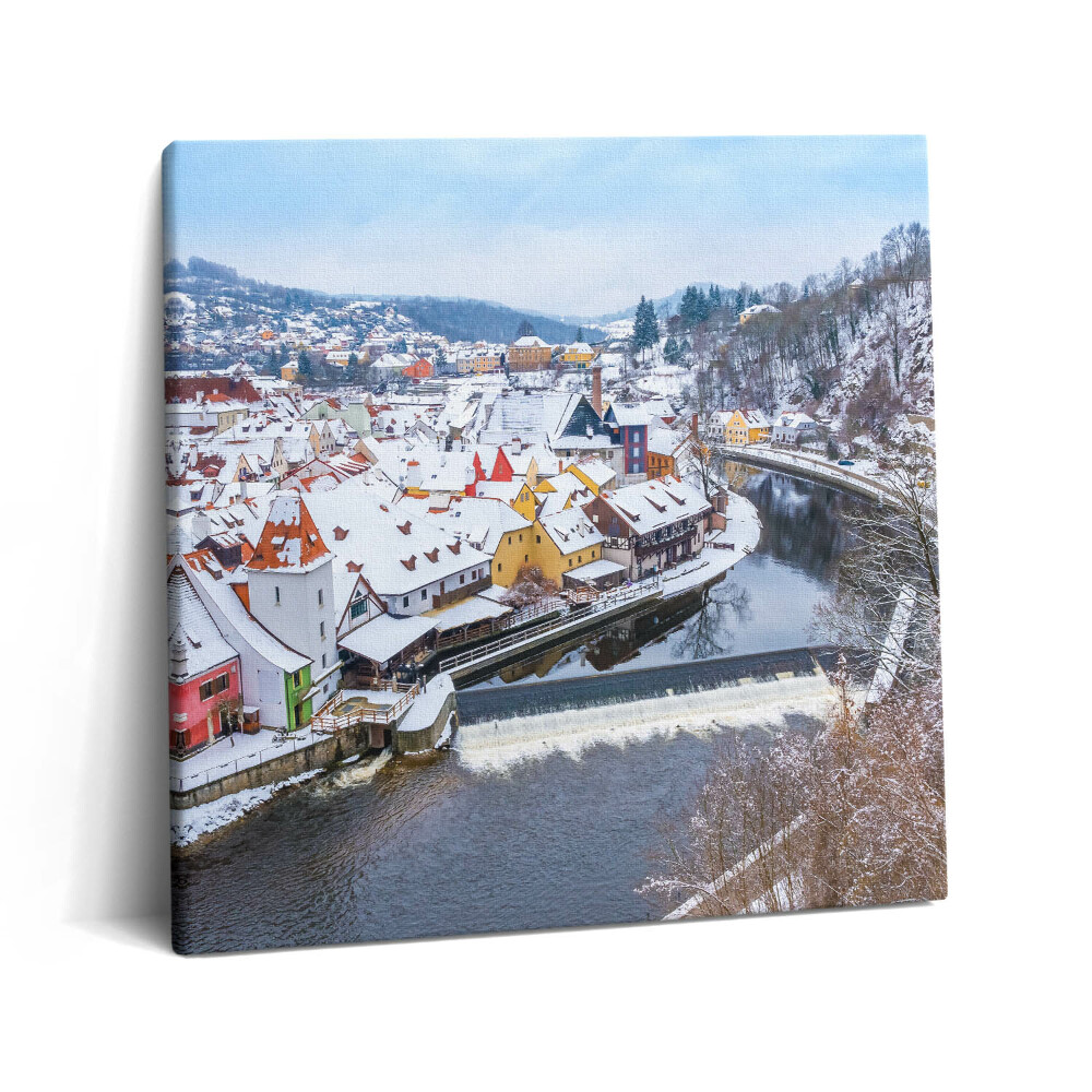 Vászonkép 60x60 Krumlov téli panorámája