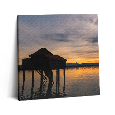 Vászonkép 60x60 Naplemente a Bodeni-tó felett