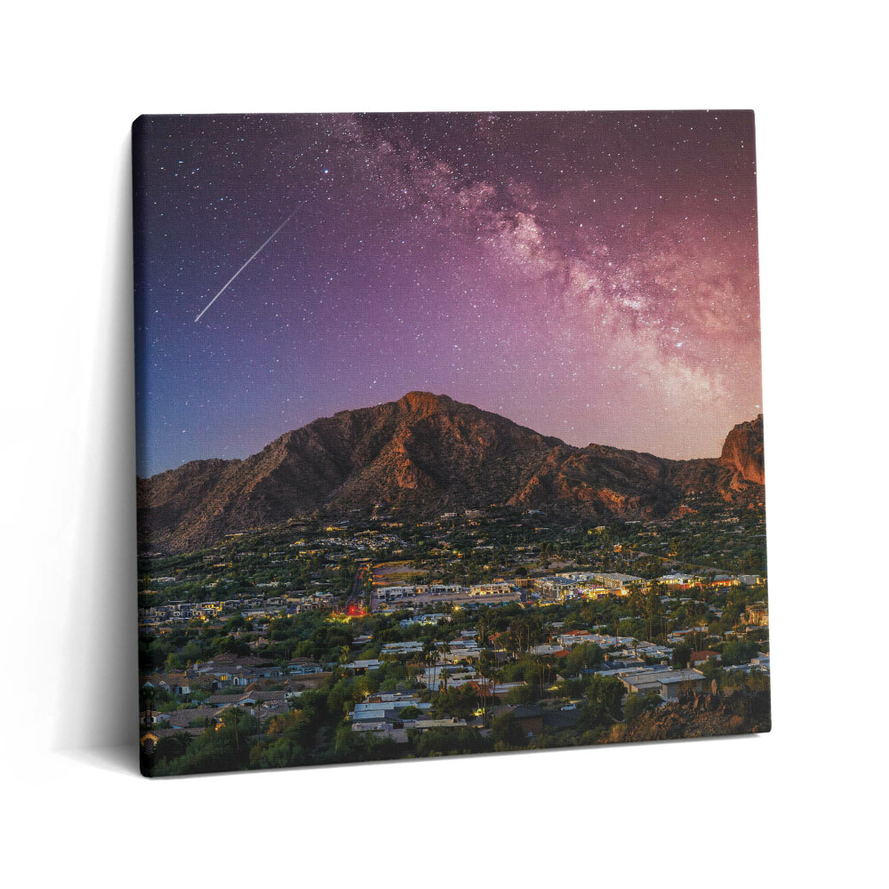 Vászonkép 60x60 Hegyek egy galaxissal az égen