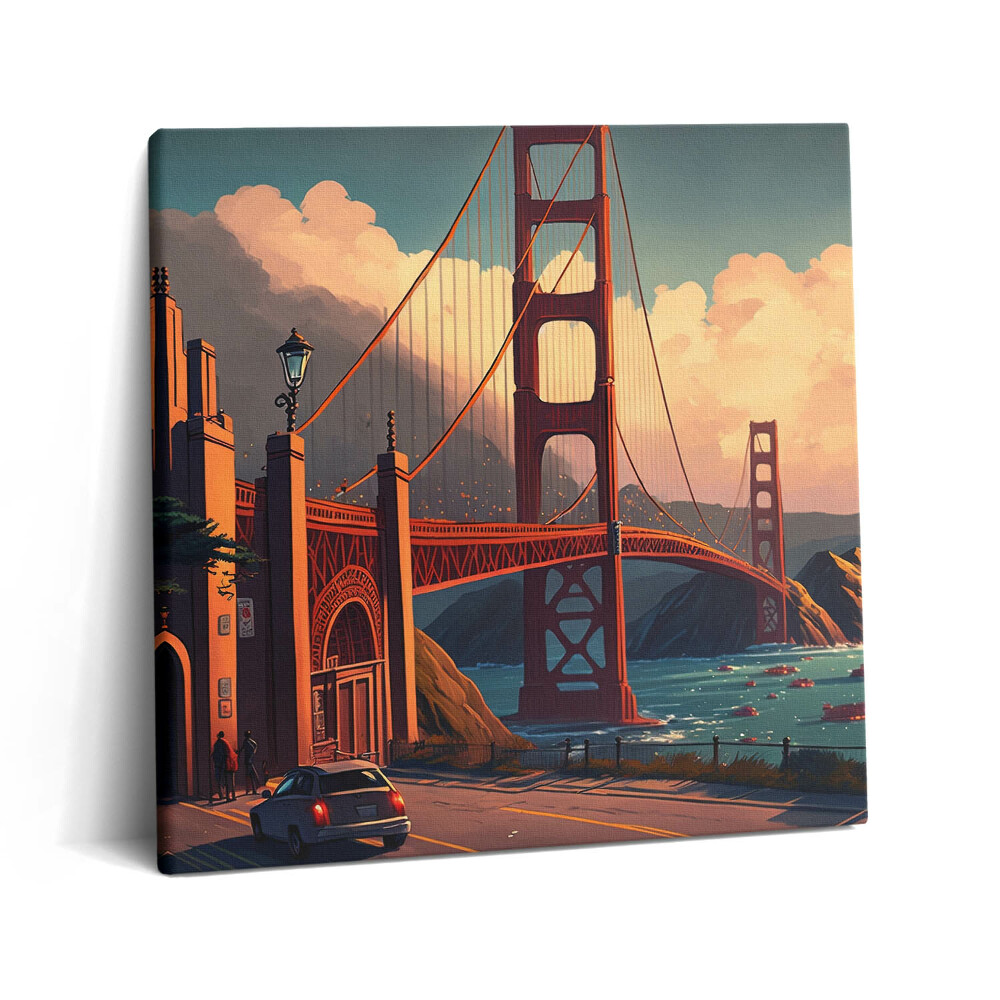 Vászonkép 60x60 Illusztráció egy hídról San Franciscóban