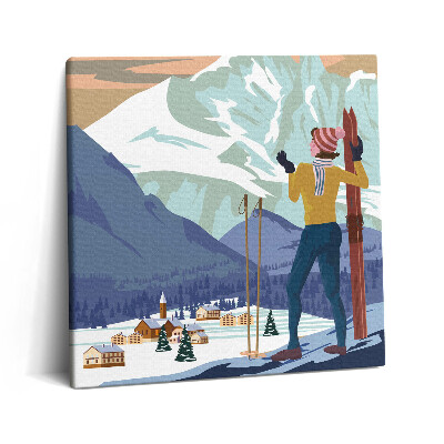 Vászonkép 60x60 A francia Alpokat ábrázoló plakát