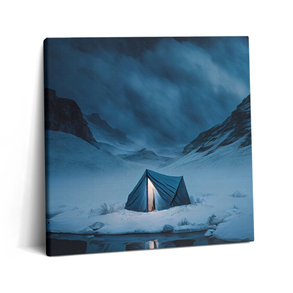 Vászonkép 60x60 Sátor az izlandi hegyekben