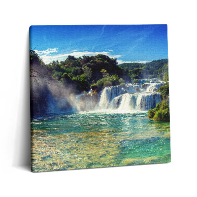 Vászonkép 60x60 Erdei táj és vízesés