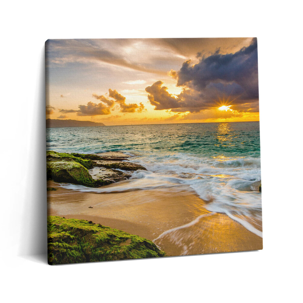 Vászonkép 60x60 Strand naplementében