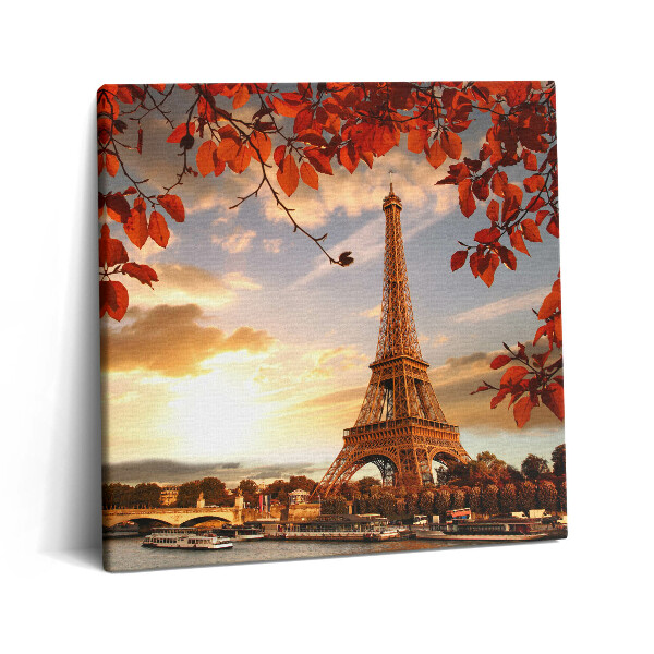 Vászonkép 60x60 Az Eiffel-torony a levelek között