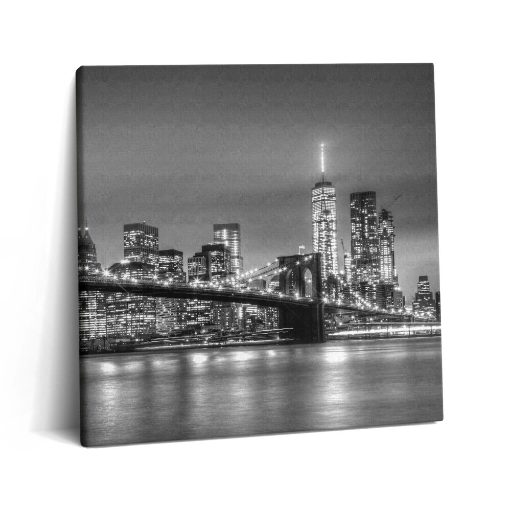 Vászonkép 60x60 Brooklyn híd New Yorkban éjszaka