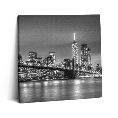 Vászonkép 60x60 Brooklyn híd New Yorkban éjszaka