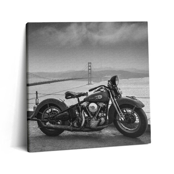 Vászonkép 60x60 Motorkerékpár és Golden Gate híd