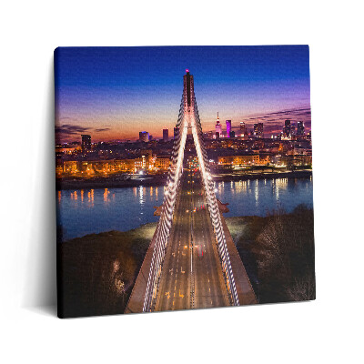 Vászonkép 60x60 Híd és a város este
