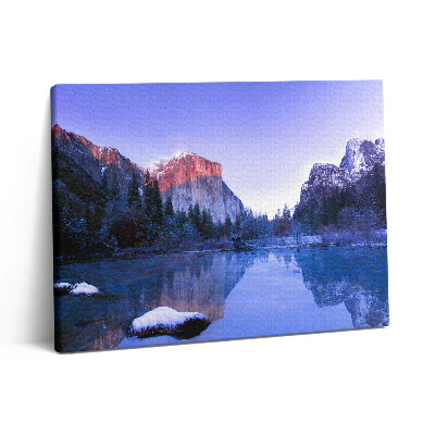 Vászonkép falra 80x60 Téli táj egy tóval