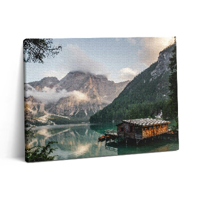 Vászonkép falra 80x60 Hegyi tóház