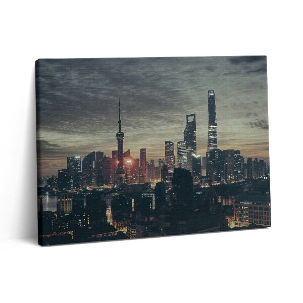 Vászonkép falra 80x60 Éjszakai panoráma Sanghajról
