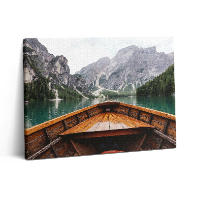 Vászonkép falra 80x60 Csónak egy hegyi tavon