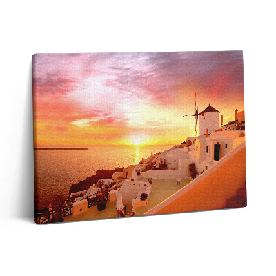 Vászonkép falra 80x60 Santorini egy régi szélmalommal