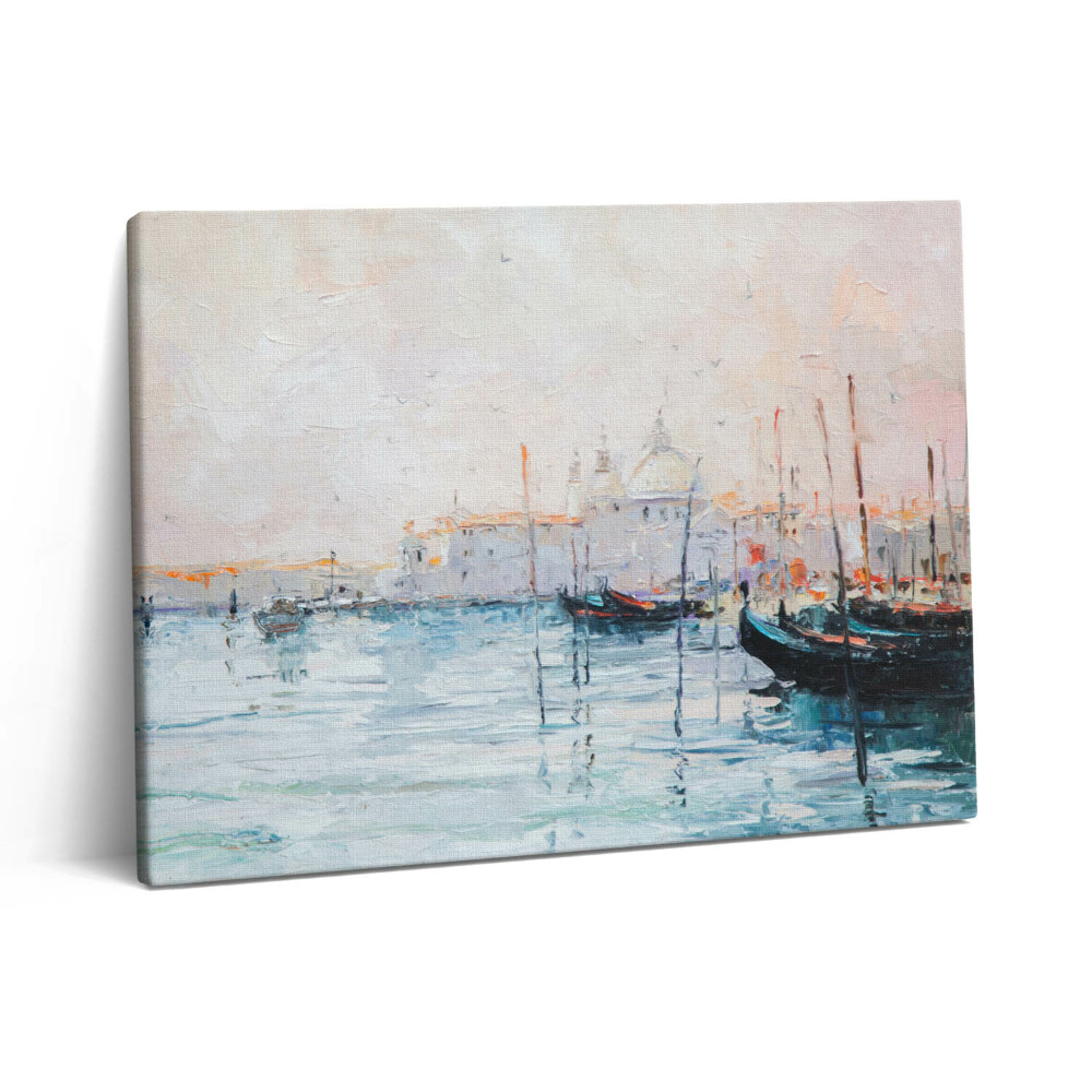 Vászonkép falra 80x60 Velencei gondolák olajfestmény