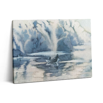 Vászonkép falra 80x60 Téli tó és csónak