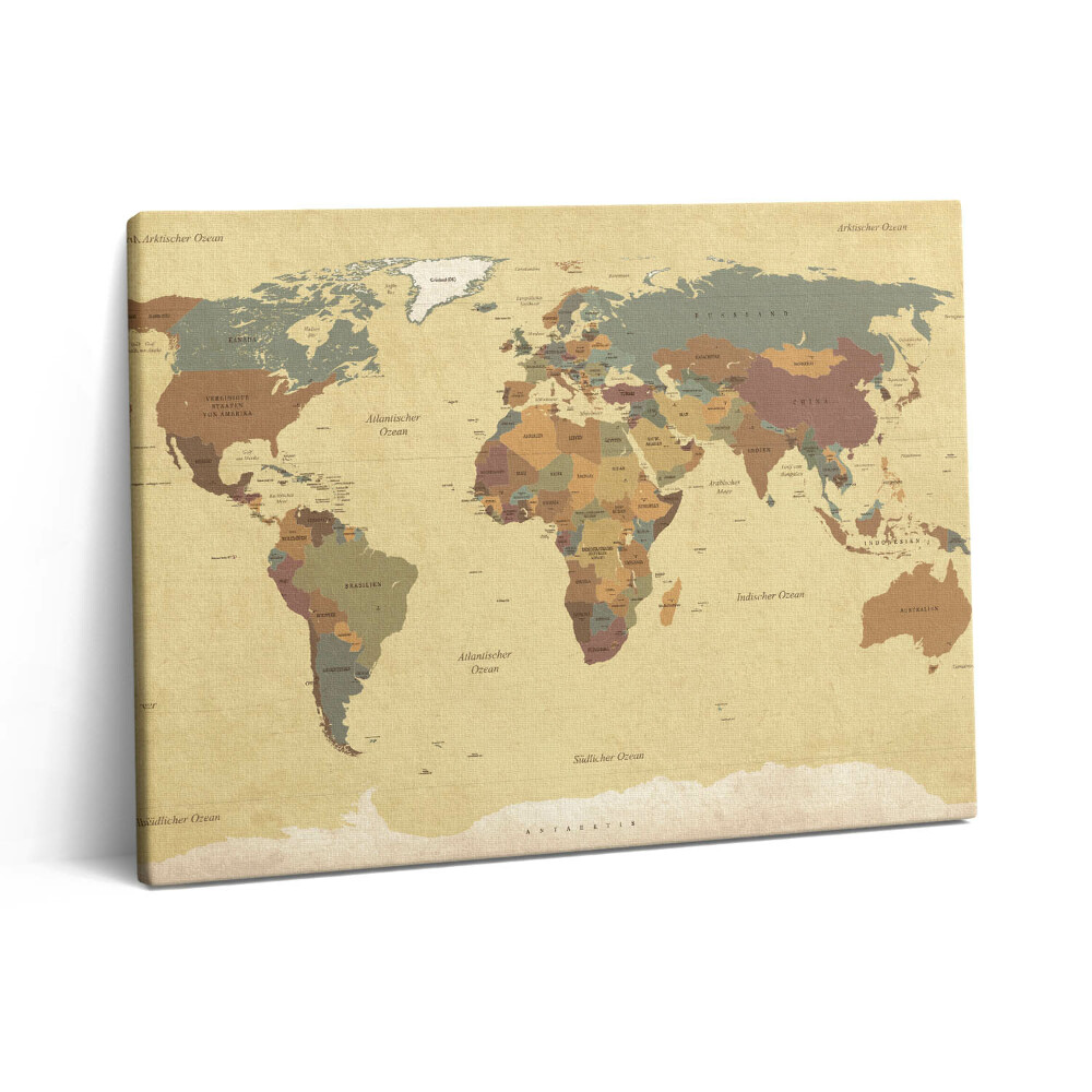 Vászonkép falra 80x60 Világtérkép vintage stílusban
