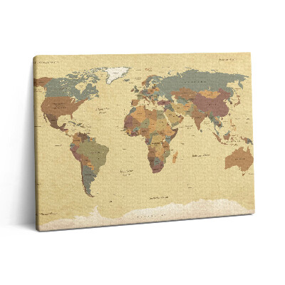 Vászonkép falra 80x60 Világtérkép vintage stílusban