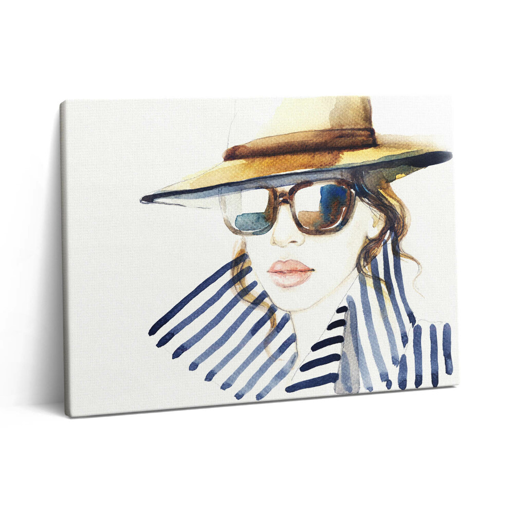 Vászonkép falra 80x60 Akvarell - szemüveges nő