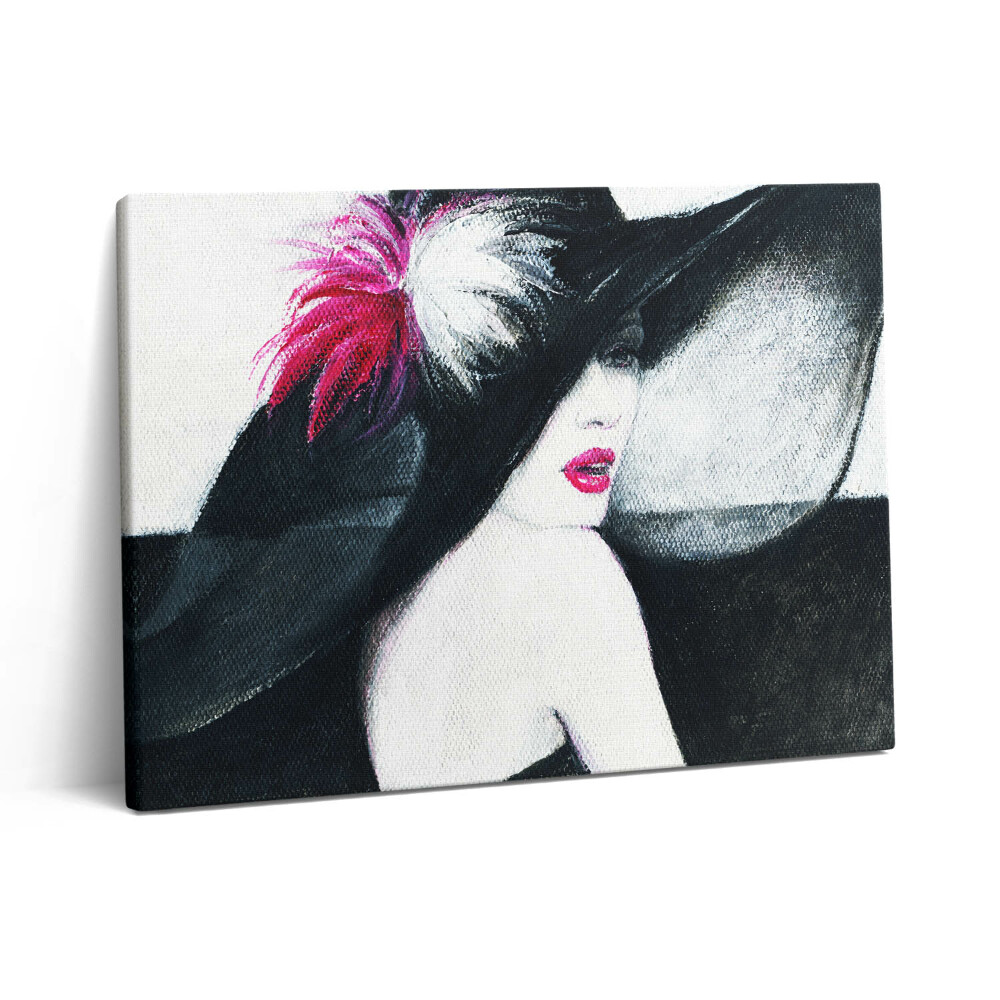 Vászonkép falra 80x60 Egy kalapos nő portréja