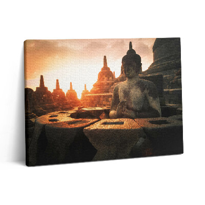 Vászonkép falra 80x60 Egy meditáló Buddha-szobor látványa