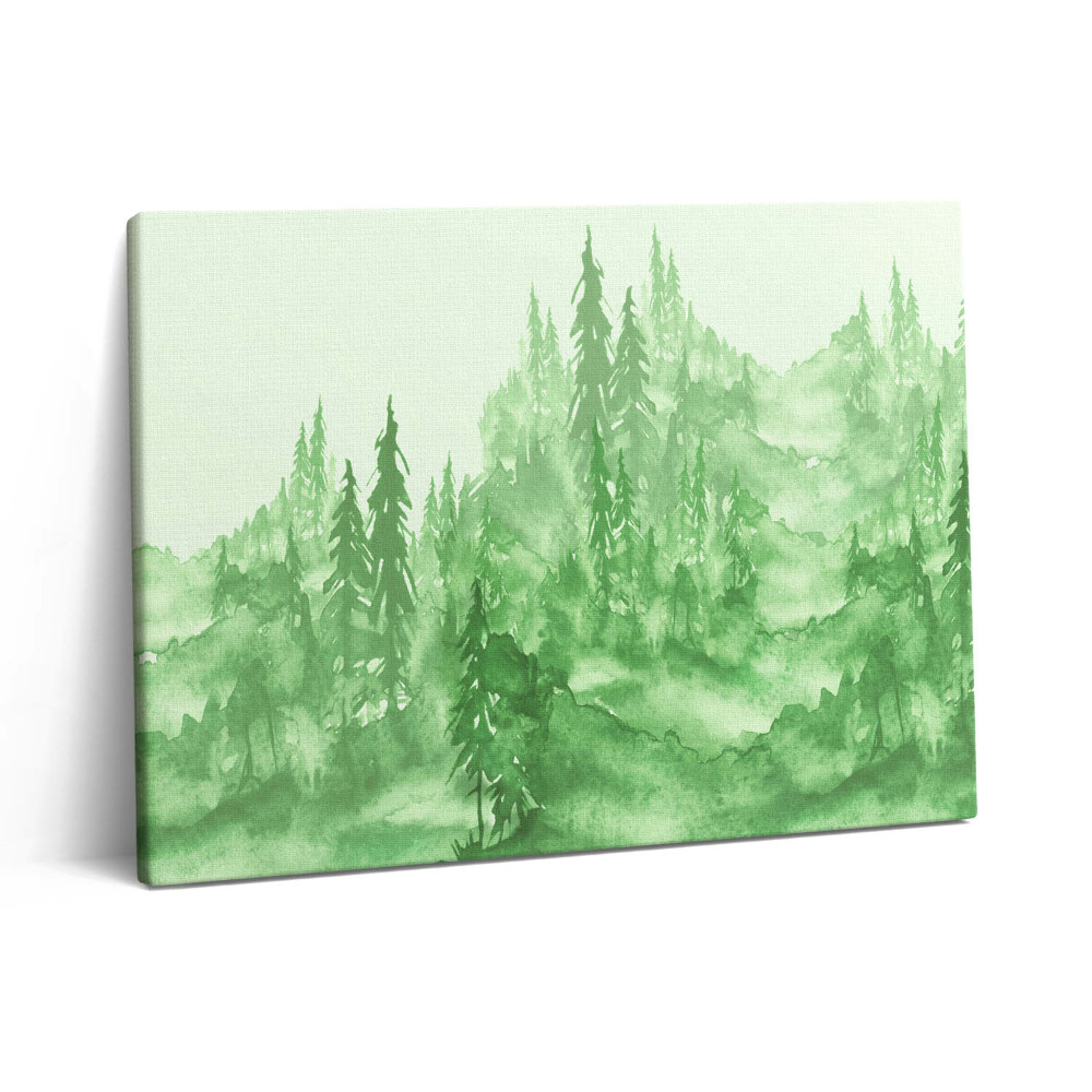 Vászonkép falra 80x60 Zöld erdővel festett természet