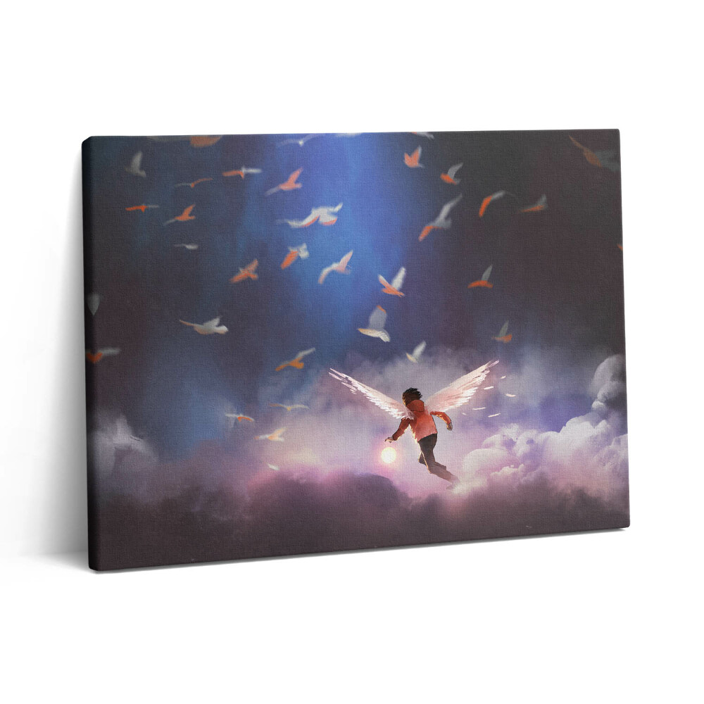 Vászonkép falra 80x60 Fiú angyalszárnyakkal