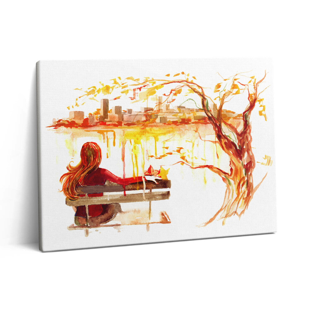 Vászonkép falra 80x60 Őszi táj - nő