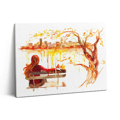 Vászonkép falra 80x60 Őszi táj - nő