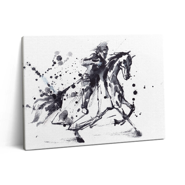 Vászonkép falra 80x60 Lovag lóháton tintacseppekkel