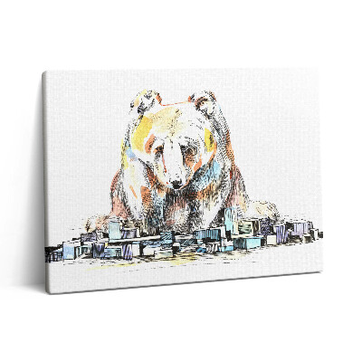 Vászonkép falra 80x60 Medve és absztrakt város