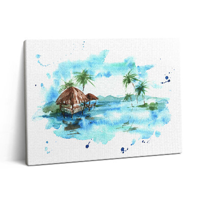 Vászonkép falra 80x60 Egy szigetet ábrázoló akvarell