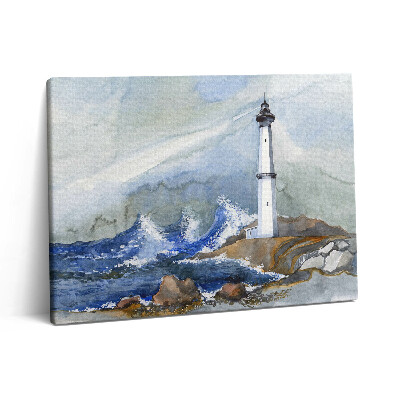 Vászonkép falra 80x60 Nagyméretű akvarell és világítótorony