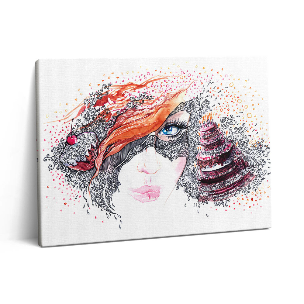 Vászonkép falra 80x60 Absztrakt édes nő süteménnyel