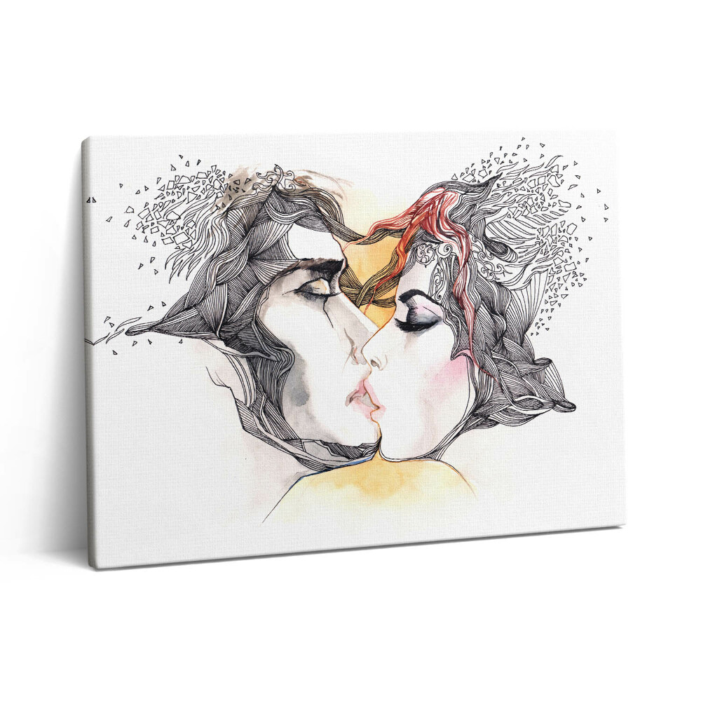 Vászonkép falra 80x60 Absztrakt szerelmespár csókolózik